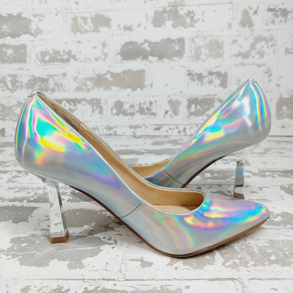 Steve Madden Salza Iridiscent Metallic Pointed Toe Pumps X128 - Picture 7 of 11